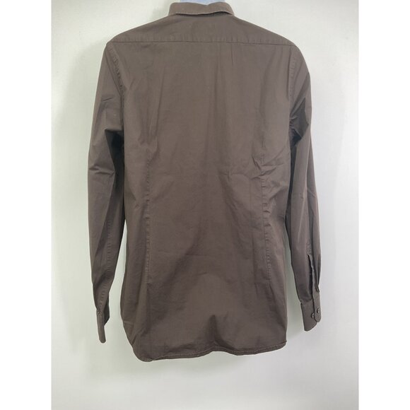 Express Mens Fitted Brown Button-Up Shirt Size L - Picture 2 of 7